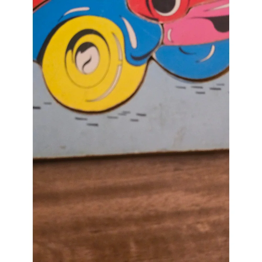 Vintage Connor Toy School Bus Wooden Inlay Puzzle 11 Pieces Ages 2-6 Retro